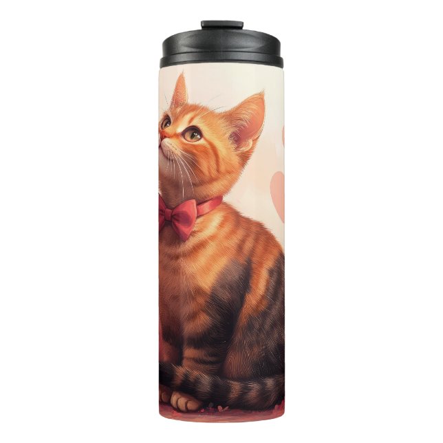 Termo Gato Abisinio con Rosas - Día de San Valentín (Anverso)