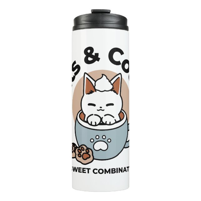 Termo Gato adorable en diseño de vacaciones de peluche - (Anverso)