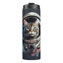 Gato astronauta en arte acuático espacial