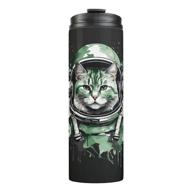 Termo Gato Astronauta Verde Splash (Anverso)