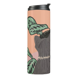 Termo Gato atigrado gris plantas  