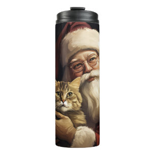 Termo Gato Bengalí con Navidad Festiva de Santa Claus