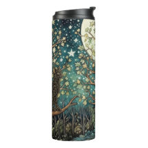 Gato boho cielo nocturno estrellado bosque