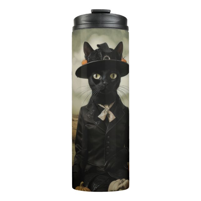 Termo Gato Bruja con Calabazas  (Anverso)