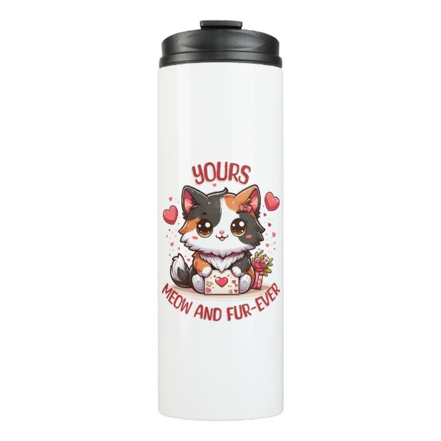 Termo Gato Calico Adorable Día de San Valentín  (Anverso)