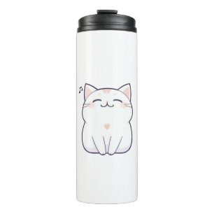 Termo Gato Cantando con Nota Musical Diseño Kawaii