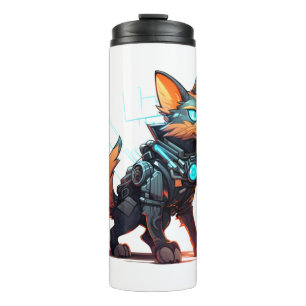 Termo Gato ciberpunk en colores neones 6