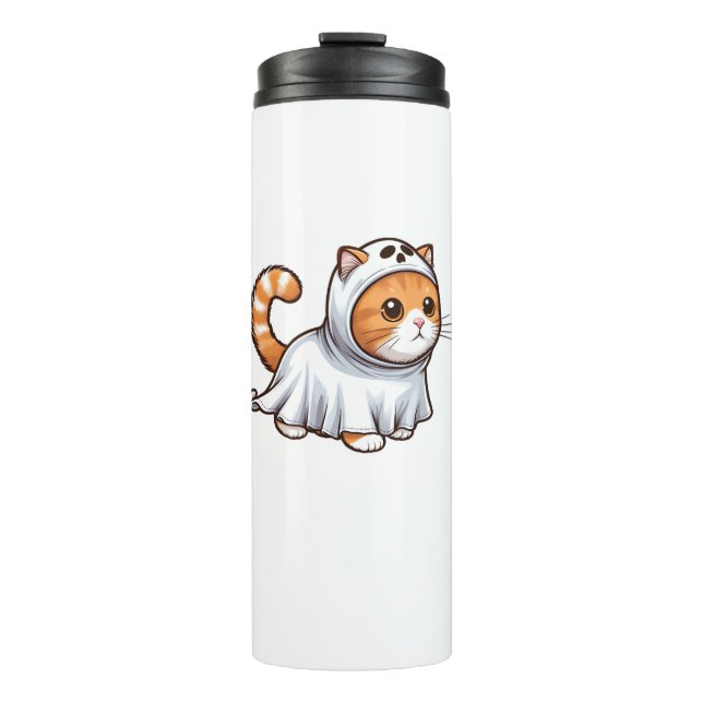Termo Gato con traje fantasma para Halloween (Anverso)