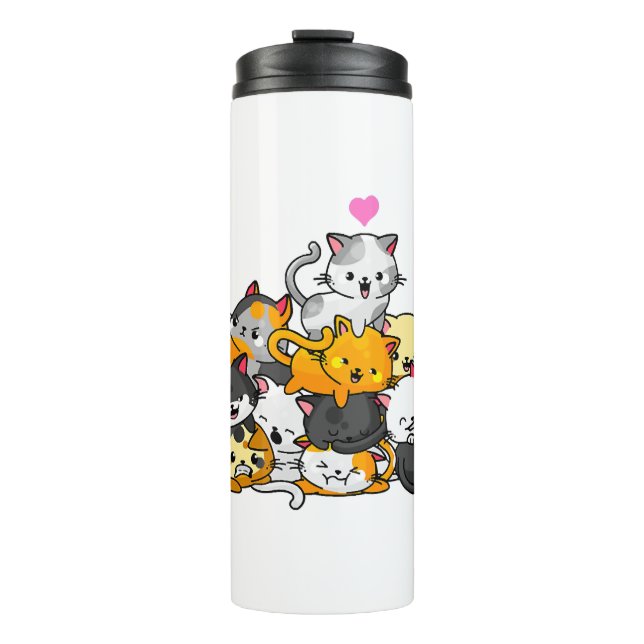 Termo Gato Cute Kitty Pile Gats Anime Kawaii Neko Regalo (Anverso)