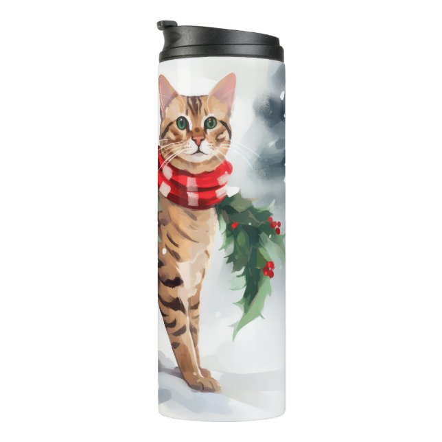 Termo Gato de Bengala en Navidades de nieve (Rotado hacia la derecha)