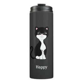 Termo Gato de esmoquin lindo y feliz sobre fondo casi ne