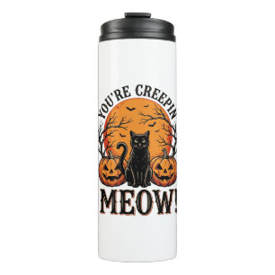 Termo Gato de Halloween antiguo Meow engraving_1 que se