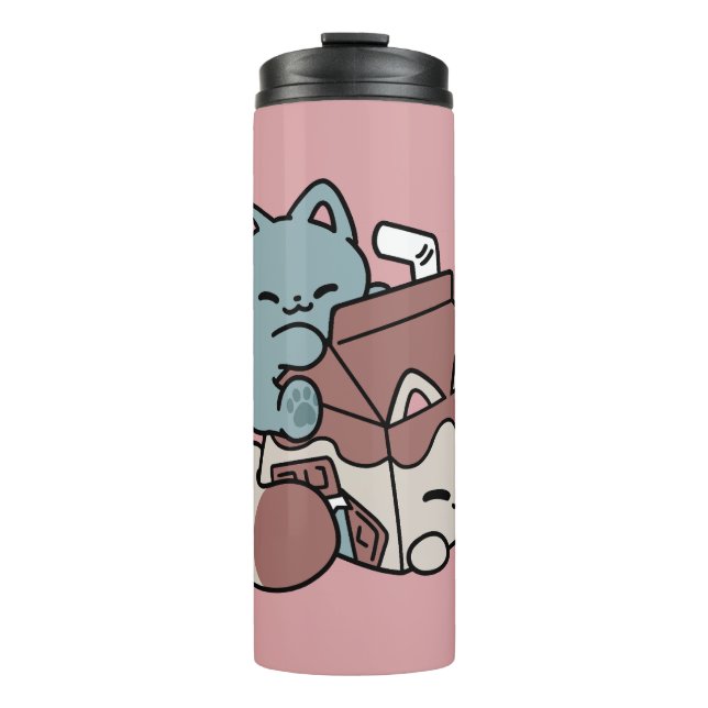 Termo Gato de Leche Chocolate Kawaii – Bebida Acogedora  (Anverso)
