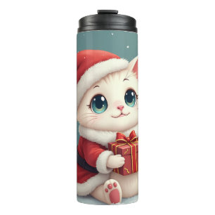 Termo Gato de Navidades blancos tumbler