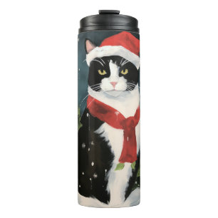 Termo Gato de Tuxedo en Navidades de nieve