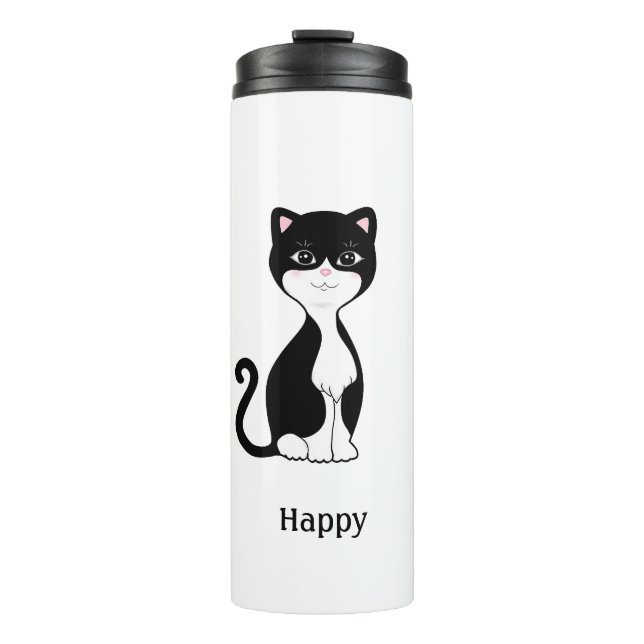 Termo Gato de Tuxedo Feliz (Anverso)