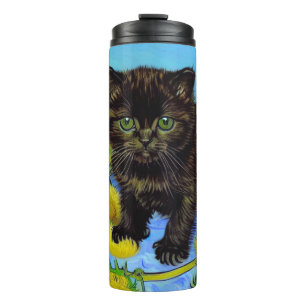 Termo Gato estilo Van Gogh con girasoles