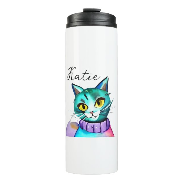 Termo Gato gatito azul lindo personalizado (Anverso)