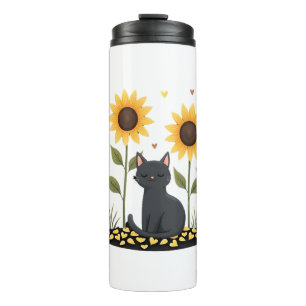 Termo Gato Girasol Árbol de Navidad Girasol Gato Amante