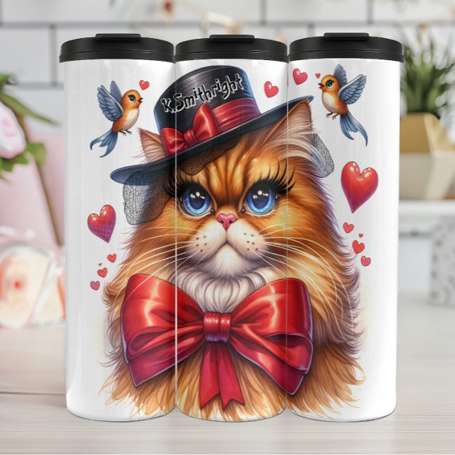 Termo Gato gruñón en reverso rojo (Subido por el creador)