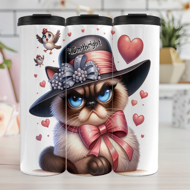 Termo Gato gruñón en sombrero superior (Subido por el creador)