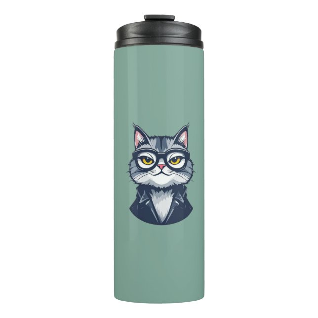 Termo "Gato Guay con Tumbler térmico de gafas" (Anverso)
