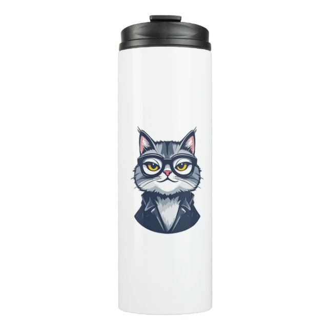 Termo "Gato Guay con Tumbler térmico de gafas" (Anverso)