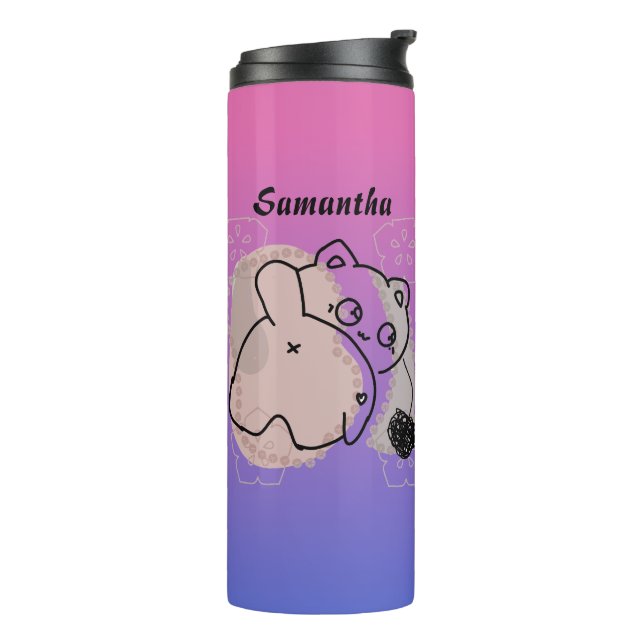 Termo Gato juguetón personalizado con yarn (Rotado hacia la izquierda)