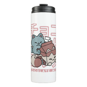 Termo Gato Kawaii con Leche de Chocolate – Arte Pop Japo