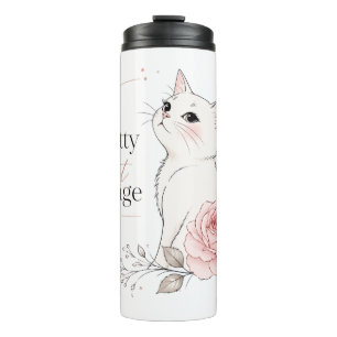 Termo Gato Kawaii Lindo "Bonito pero Salvaje" Térmico Fl