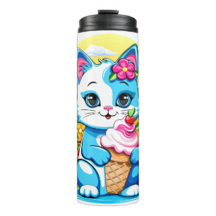 Termo Gato Kitty con helado Summer Kawaii Personaje