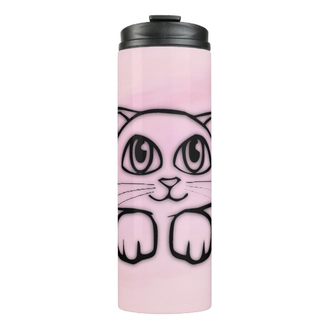 Termo Gato lindo asomándose rosa (Anverso)