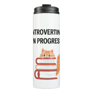 Termo Gato Lindo en Libros "Introvertido en Progreso"