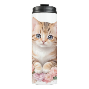 Termo Gato Lindo Floral Caprichoso Feline Flores 