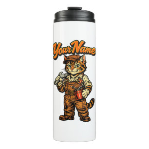 Termo Gato Mecánico Atigrado Personalizado