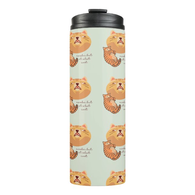 Termo Gato Naranja Cansado (Anverso)