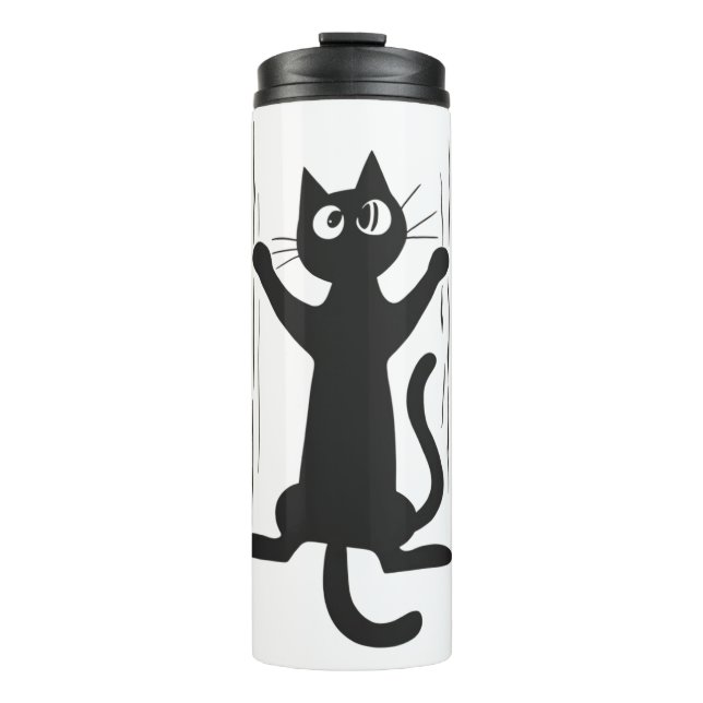Termo Gato negro aguantando (Anverso)