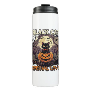 Termo Gato Negro Amor Especial Halloween Calabaza Luna L