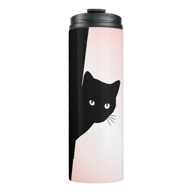 Termo Gato negro astuto rosa (Anverso)