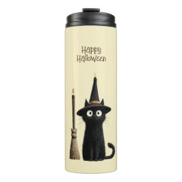 Termo Gato negro caprichoso feliz Halloween