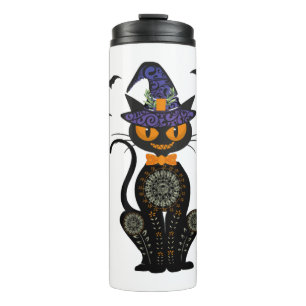 Termo Gato negro con camiseta de Halloween de Jack O Lan