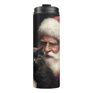 Termo Gato Negro Con Claus De Santa Festivo De Navidad