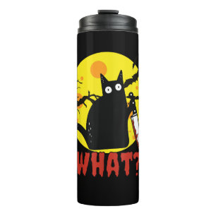 Termo Gato negro con cuchillo sangriento que dice qué gr
