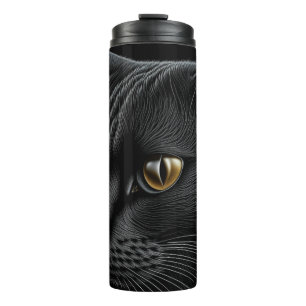Termo Gato negro de IA con ojos amarillos