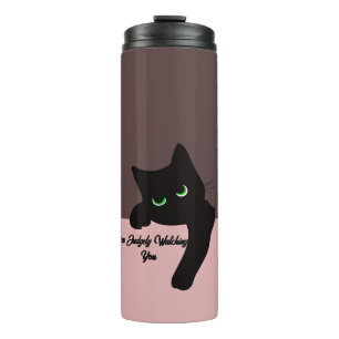 Termo Gato negro divertido asomándose personalizado esté