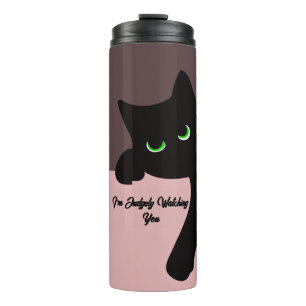 Termo Gato negro divertido asomándose personalizado esté
