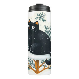 Termo Gato negro en el árbol de Navidad