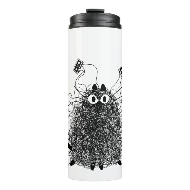Termo Gato negro enmarañado en cinta (Anverso)
