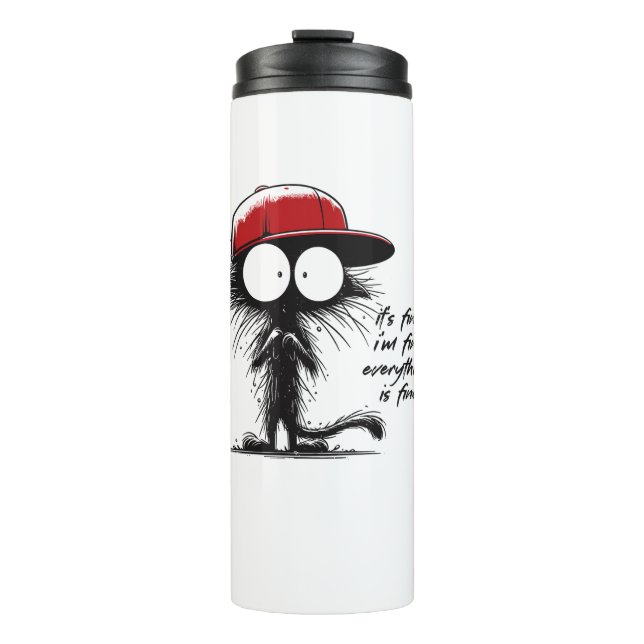 Termo Gato negro está bien estoy bien todo está bien (Anverso)