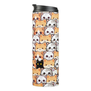 Termo Gato negro lindo en gatos naranjas mascota Patrón 